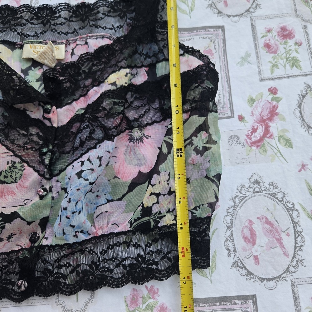 VTG Victoria's Secret Top Medium Cami Camisole Lace Abstract Floral Crop - Picture 6 of 6